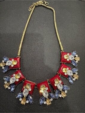 Statement Red Enamel & Multistone Necklace - Women Jewelry